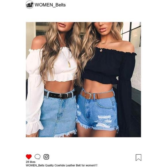 2 Pack Women's 1.3" Leather Belts Jeans Pants Dresses Fashion Alloy Pin Buckle - Picture 6 of 6